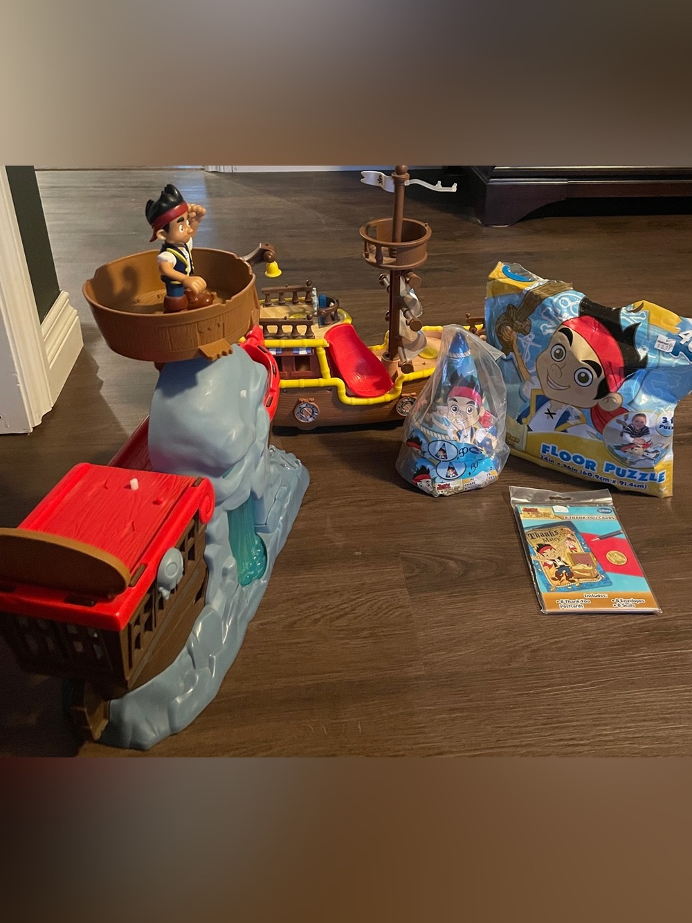 Vtg FP Jake And The Neverland Pirates Lot Toys, Party Hats, Ty Cards, Puzzle